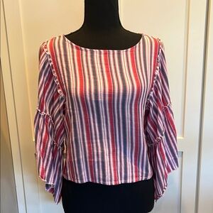 Romeo & Juliet Couture Striped Blouse - Red, Blue, White M